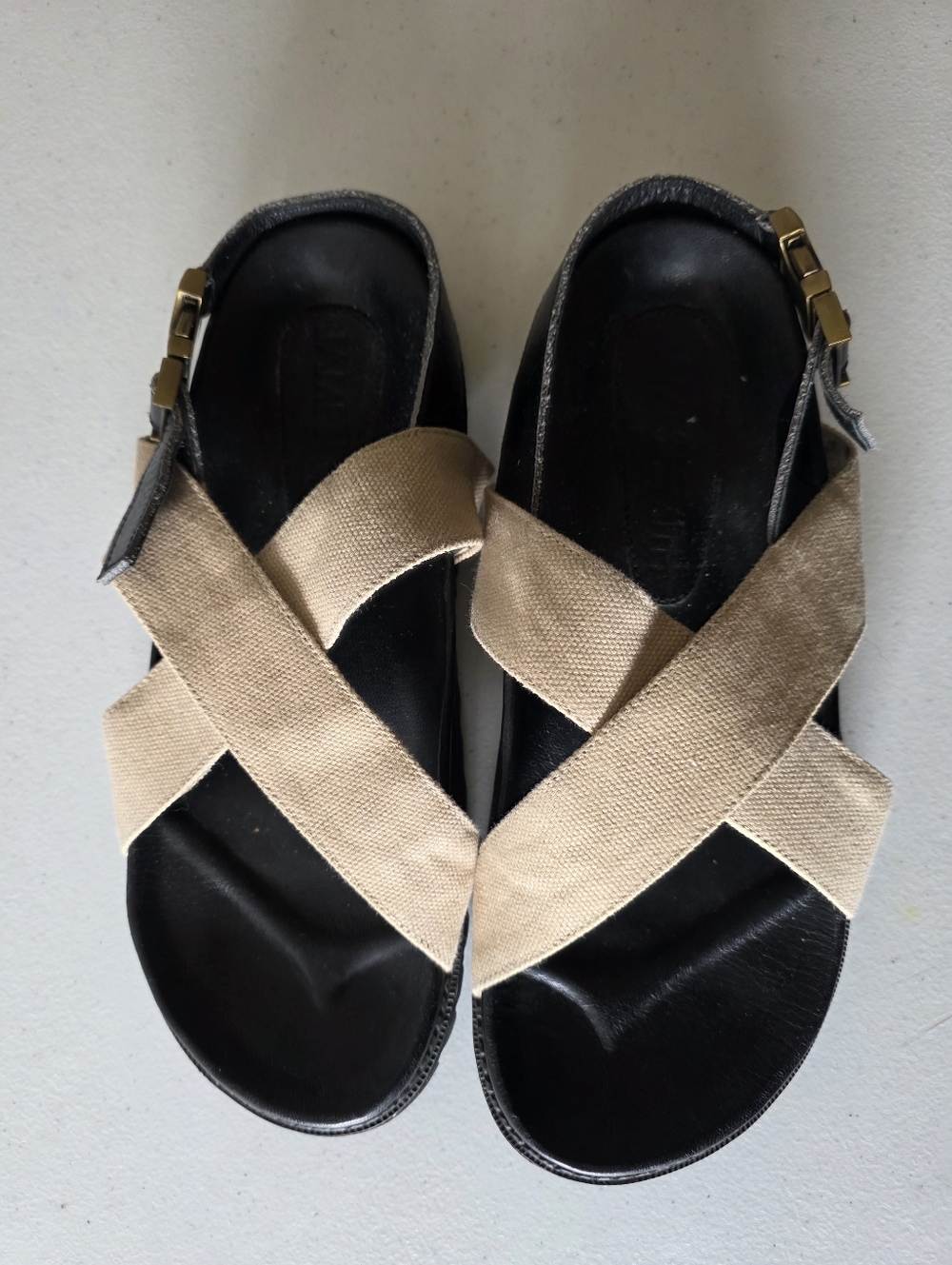 James Smith Condotti Sandals Size EU 41 Canvas Lug Sole Leather Strap Boho